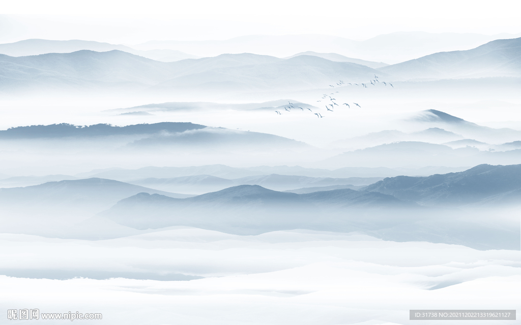 山水画新中式背景墙