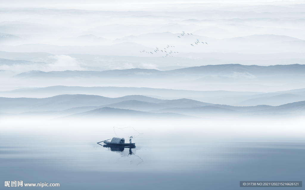 中式山水画水墨电视背景墙