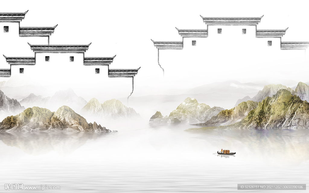 大气 意境山水 tif分层画 