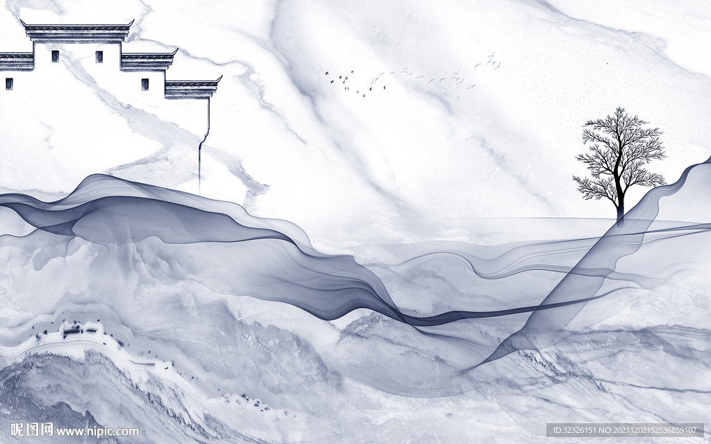 高清 意境山水 tif分层画 