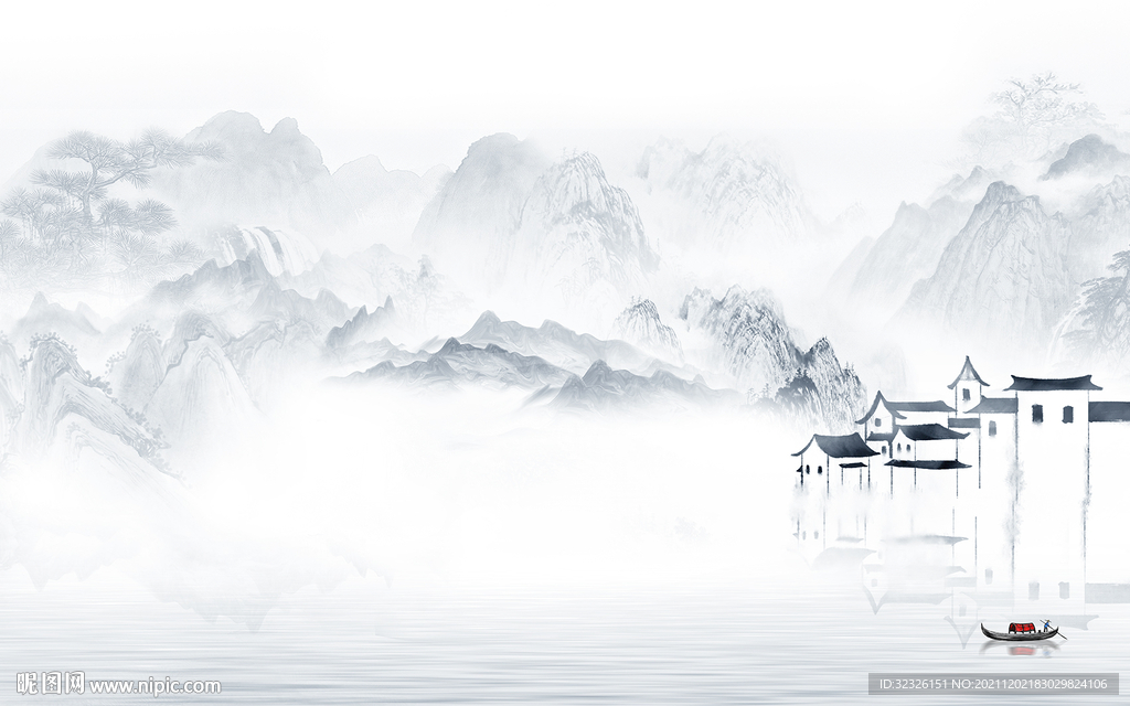 高档 意境山水 tif分层画 