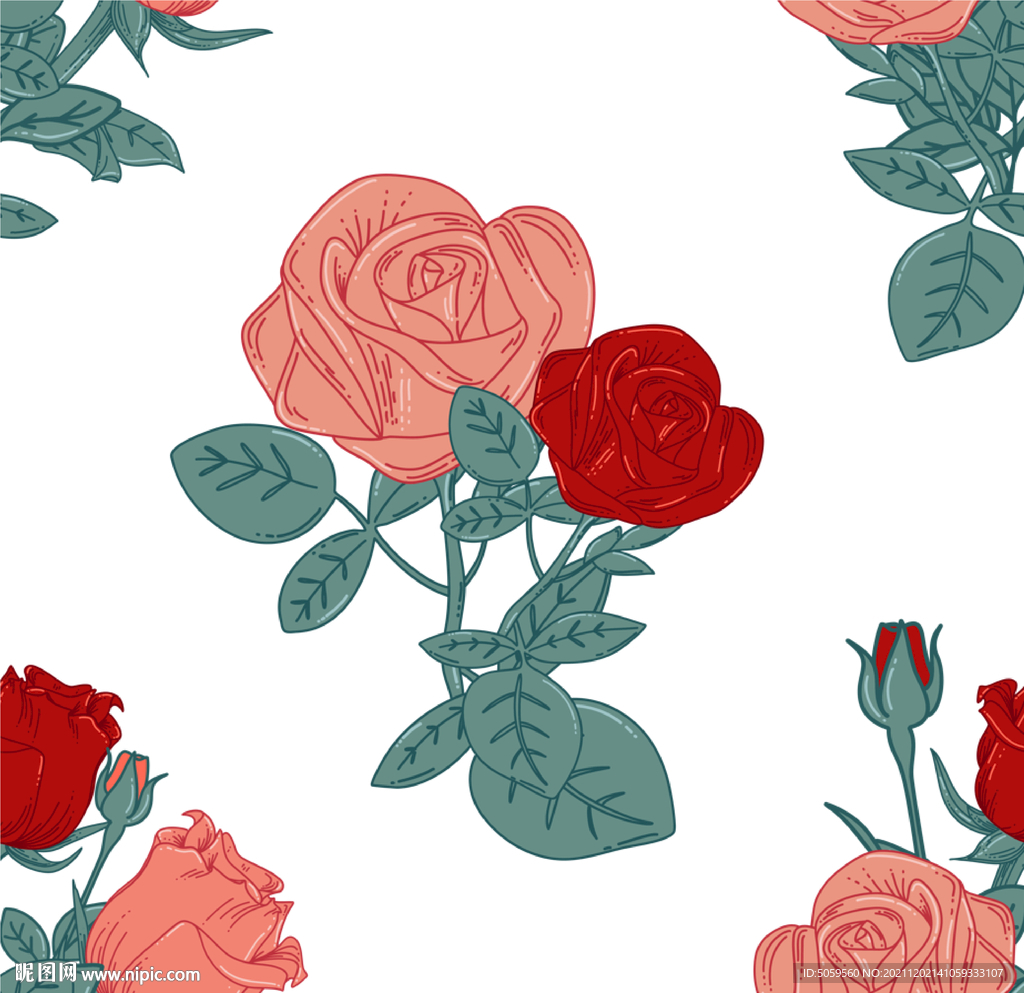 玫瑰 插画 高品质 矢量图