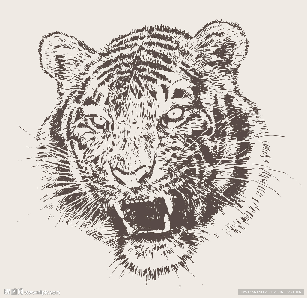 矢量高质量平面老虎插画