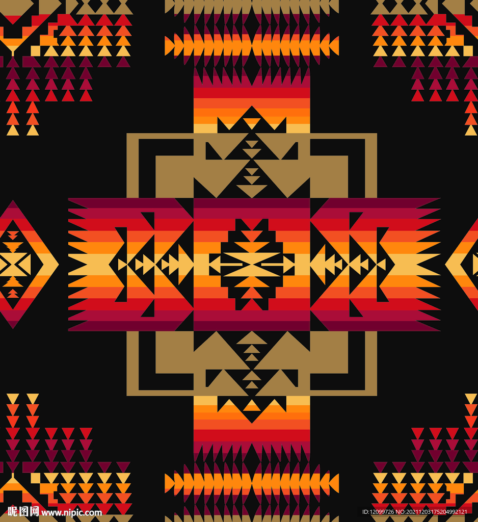 多色抽象几何图连衣裙数码印花