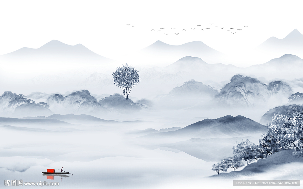 客厅山水无框新画 tif分层