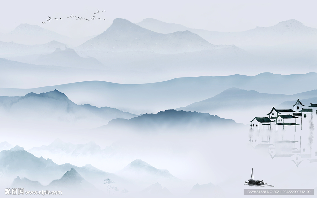 中国风山水高清背景 tif分层