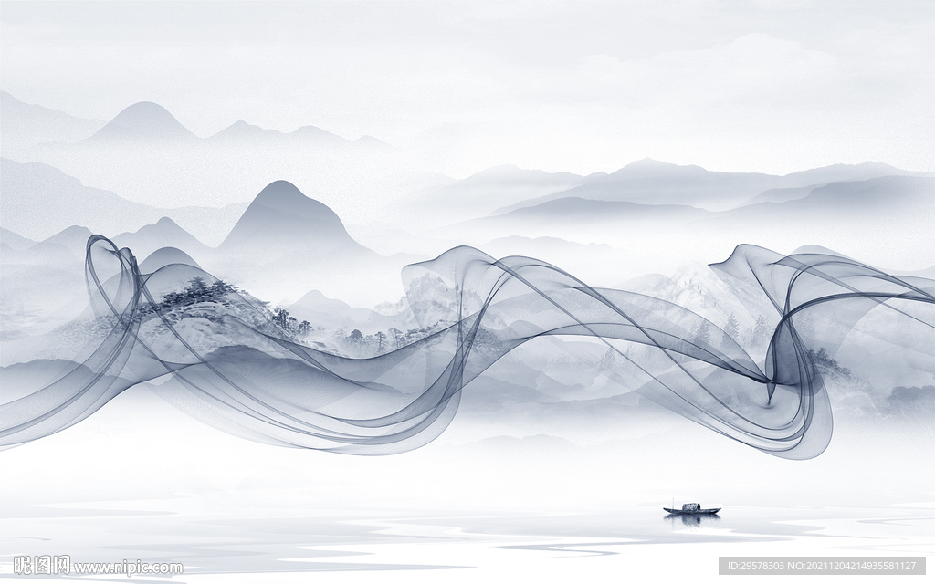 爆款新意境山水画 TIF分层