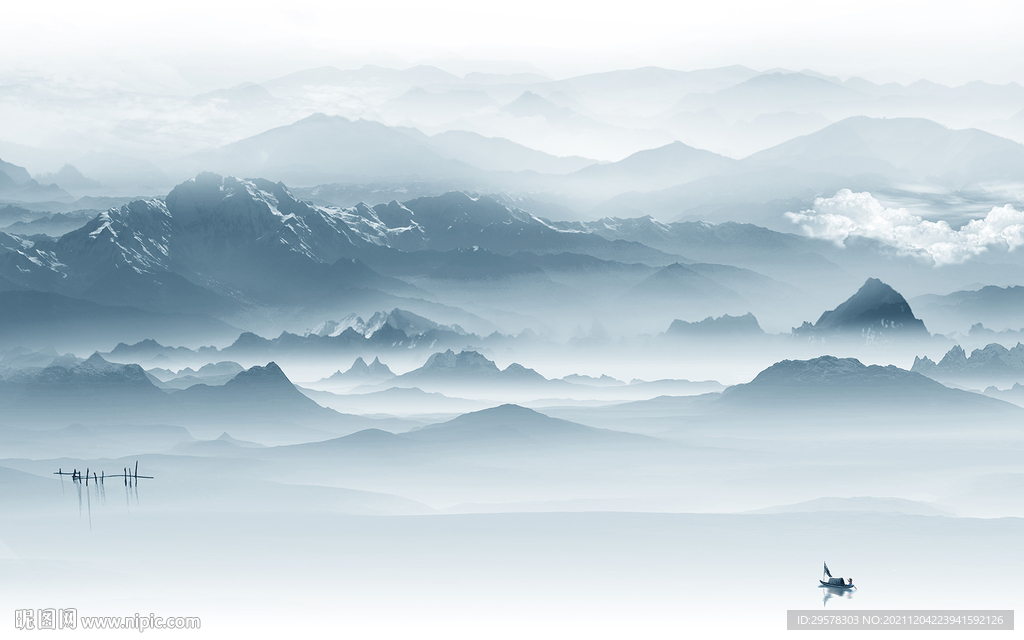 中式新意境山水画 TIF分层