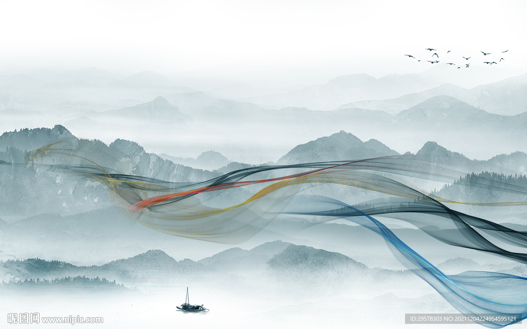 高档新意境山水画 TIF分层