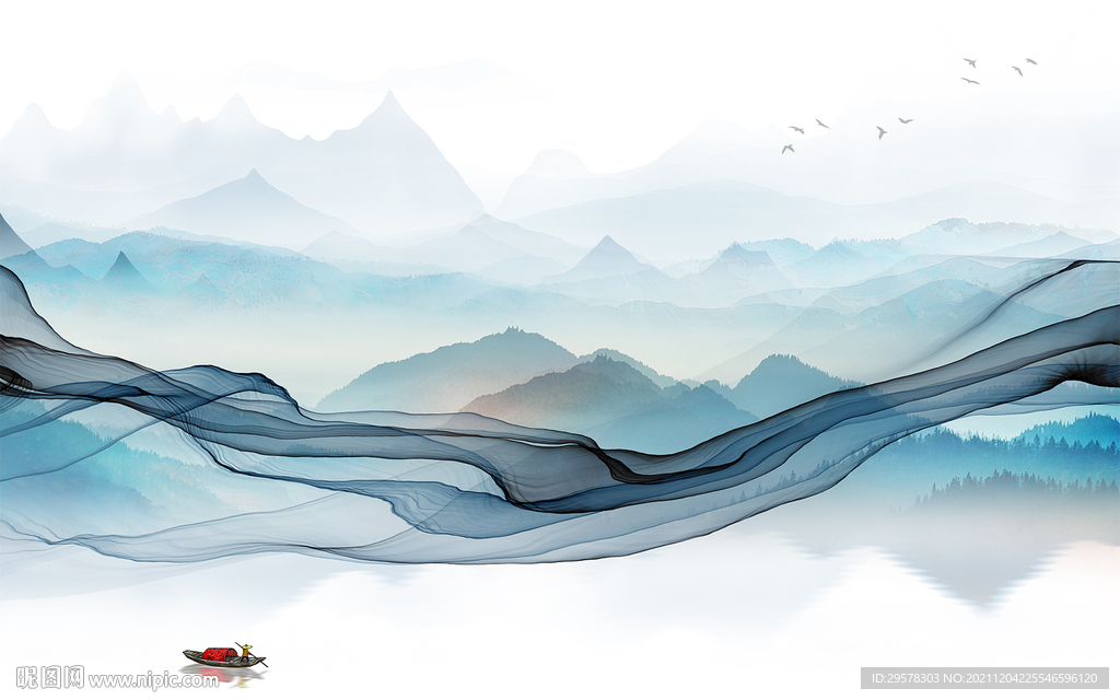 人气 新意境山水画 TIF分层