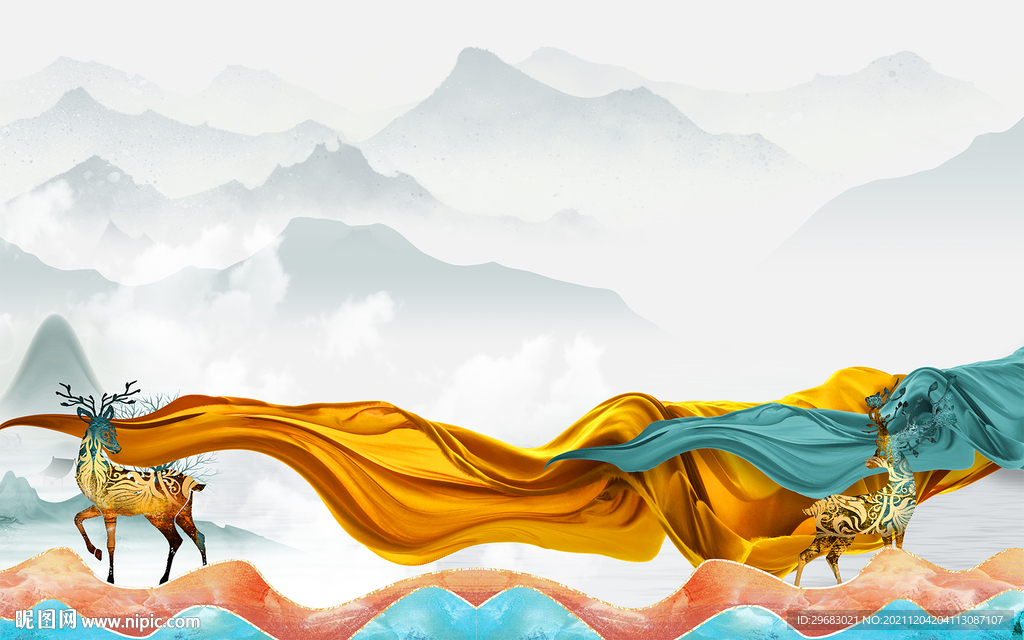 新款意境客厅山水 TIF文件