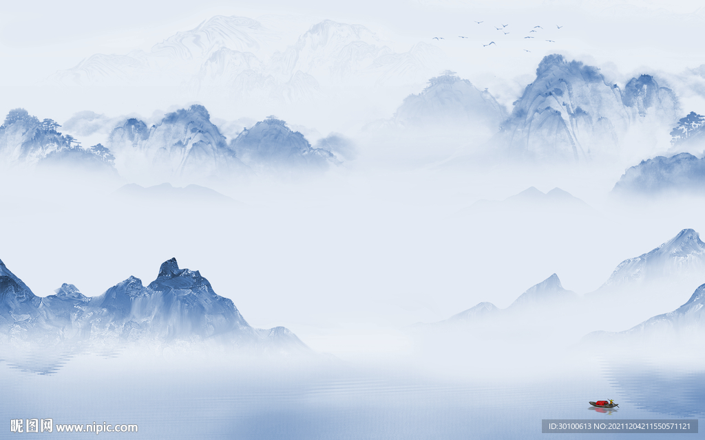 大气 背景墙山水 TIF分层画