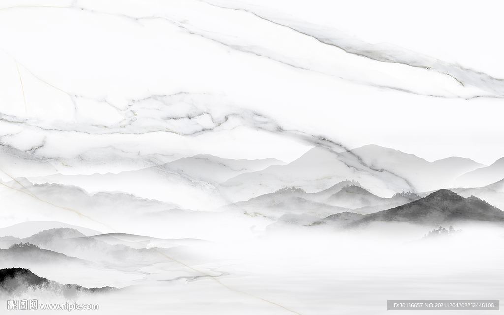 大气山水客厅墙画 tif分层