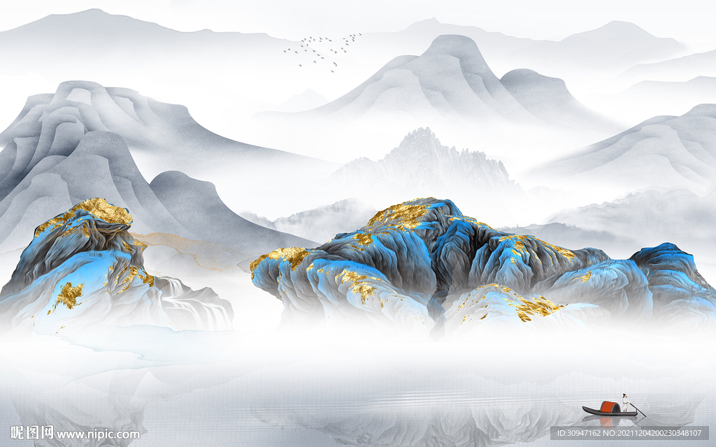 最新客厅意境山水 TIF分层