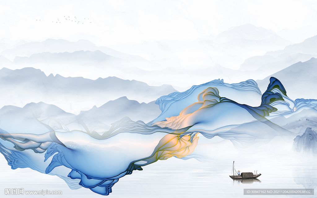 中国风客厅意境山水 TIF分层