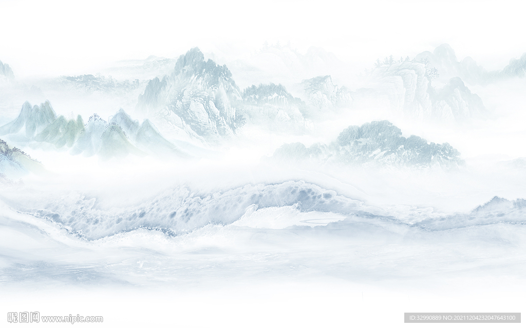 中国风高端山水墙画 TIF分层