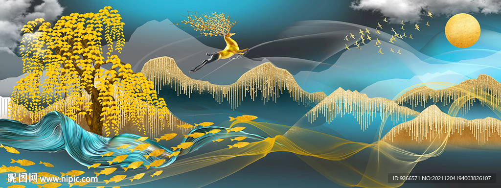 石来运转山水装饰画