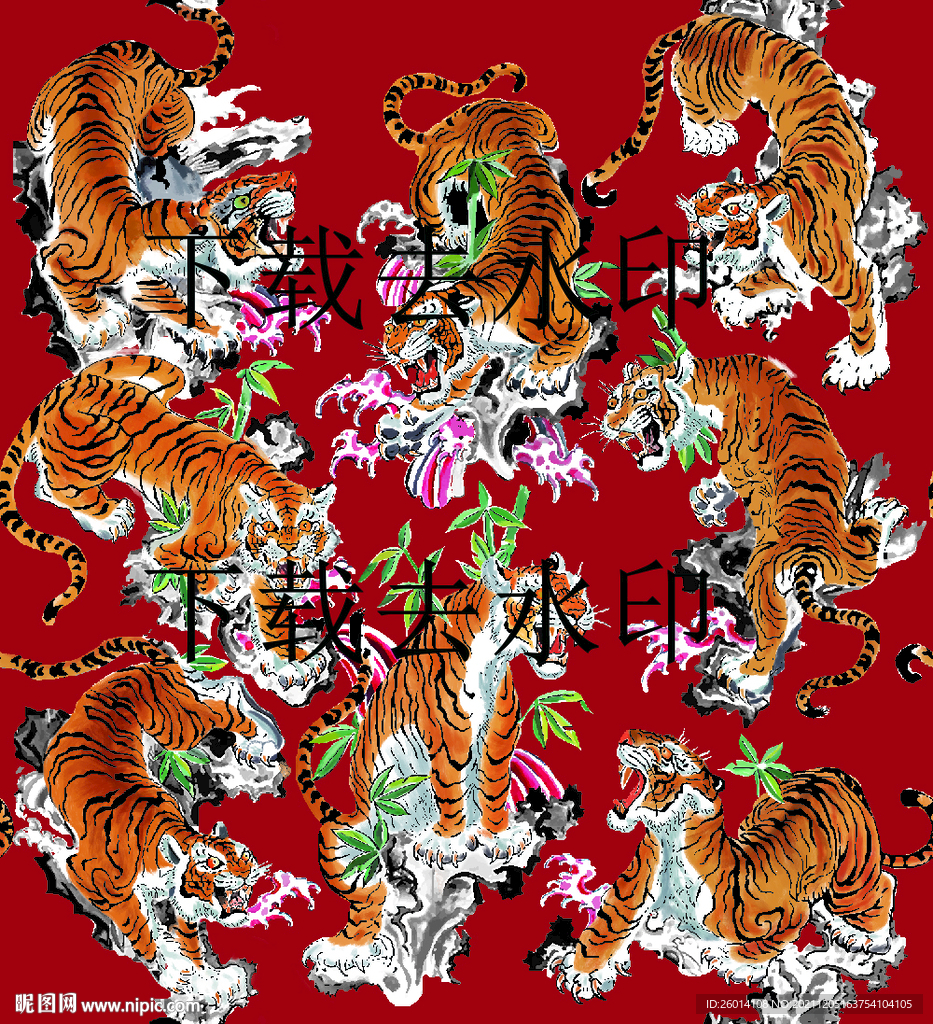 大牌男装手绘老虎印花