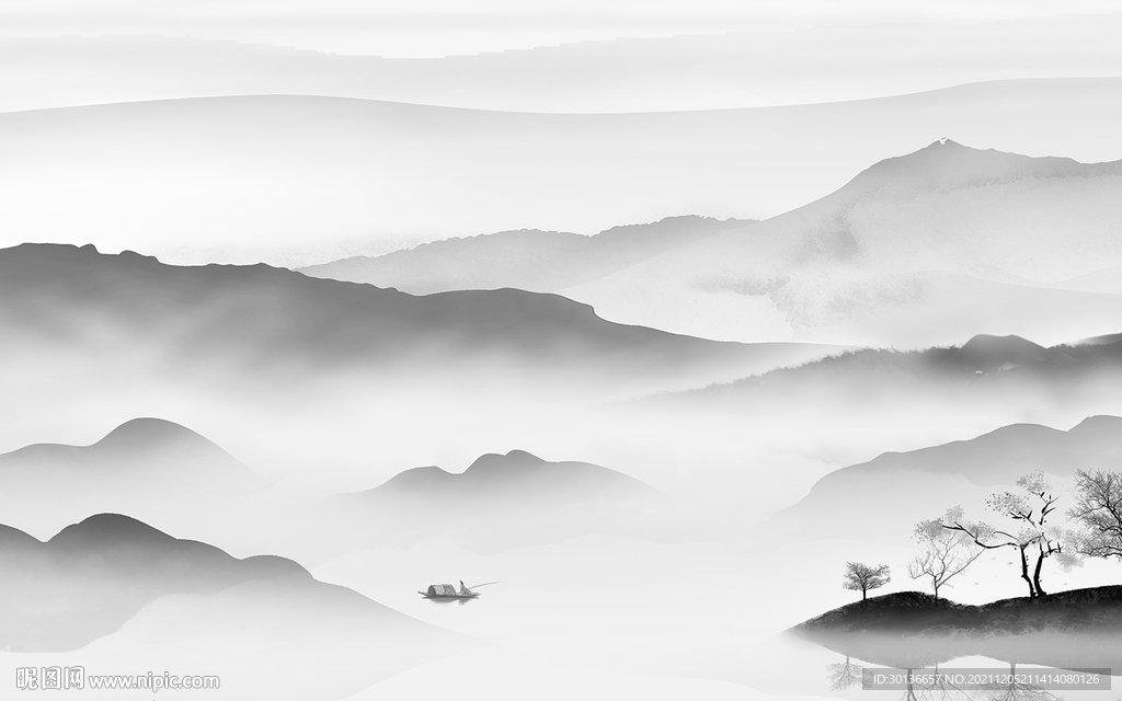 别墅 现代灰色山水 TIF分层