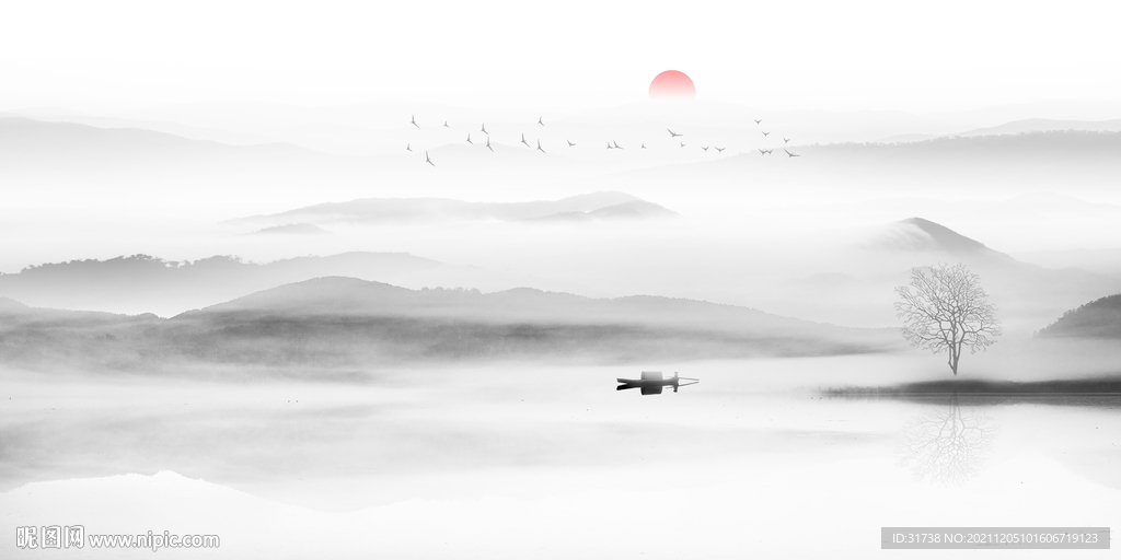 新款山水背景新画 psd分层