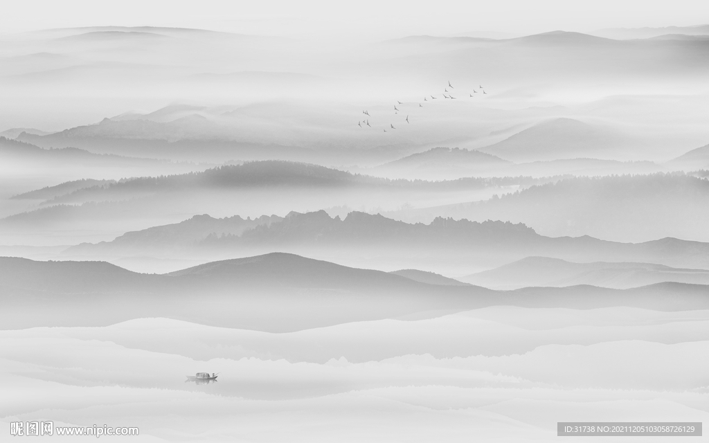 中式水墨山水客厅装饰画