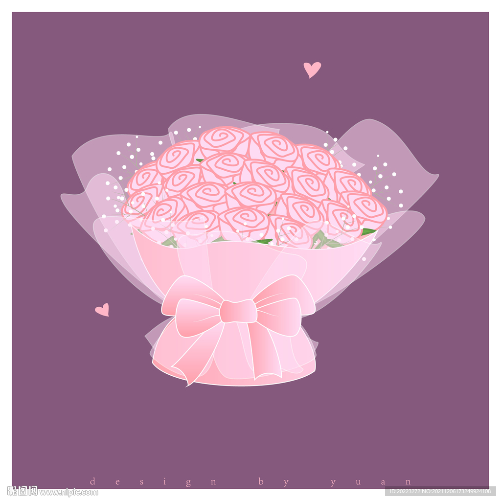 矢量玫瑰花束插画