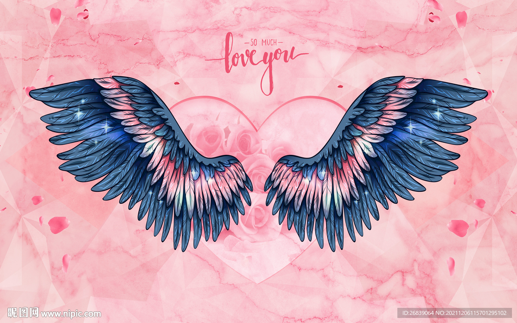 网红蓝色翅膀背景墙