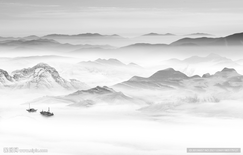 新款现代灰色山水 TIF分层