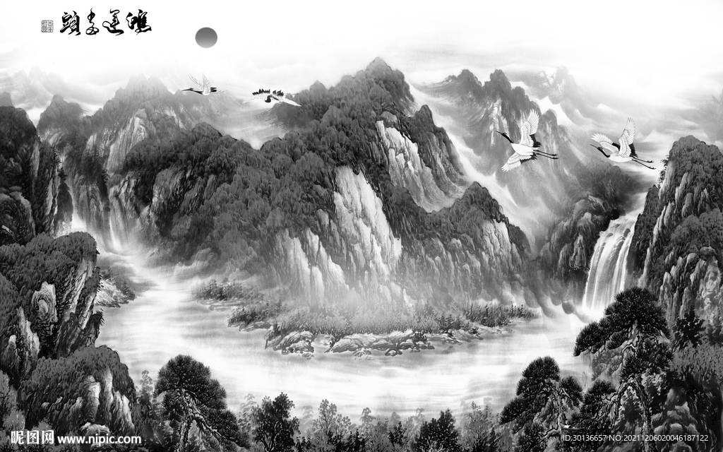 新款最新灰色山水 TIF分层