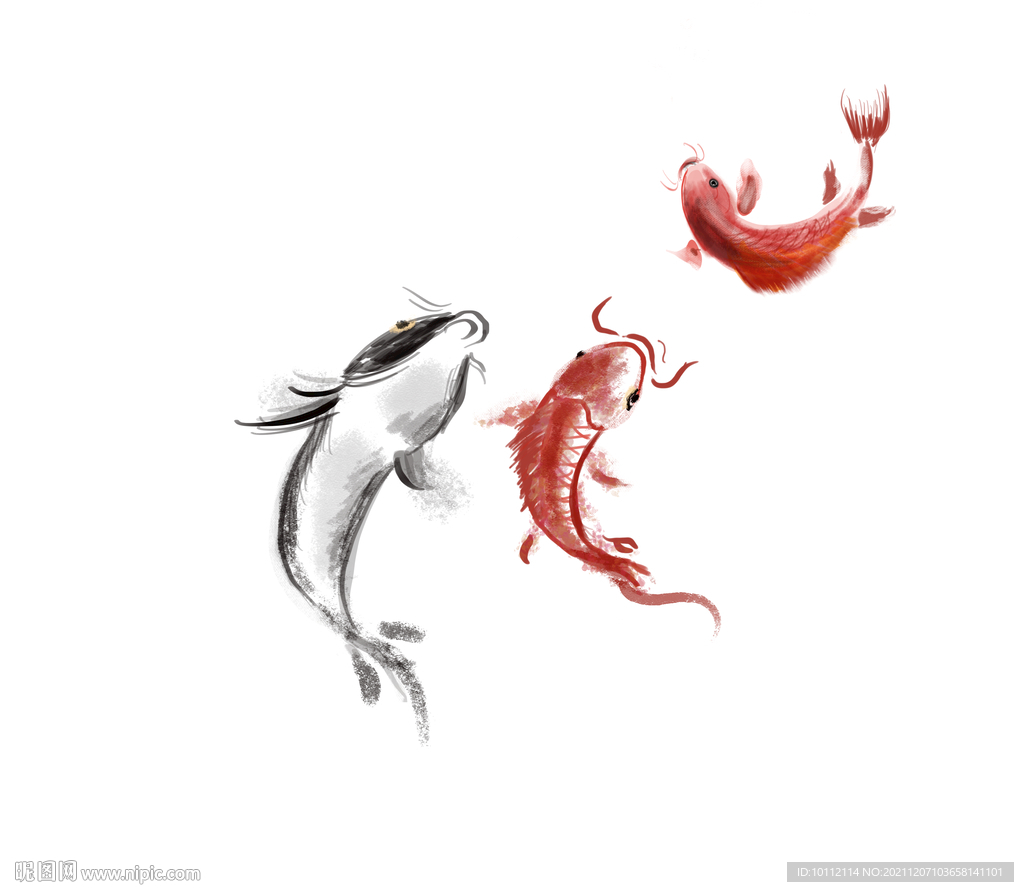 水墨风鲤鱼分层