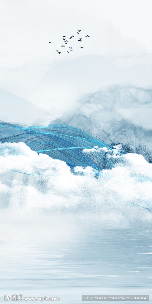 中式 玄关山水 TIF分层画 