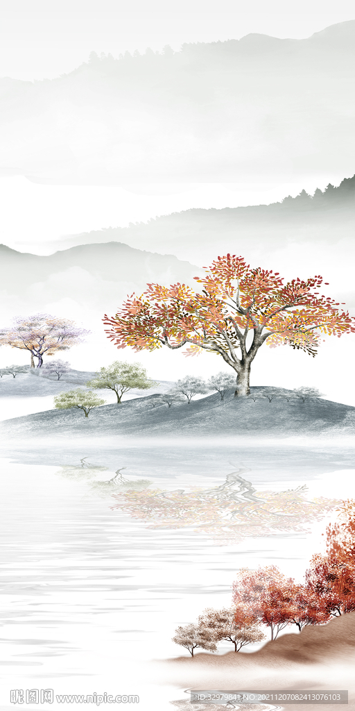 国画高清画山水图 TIF分层