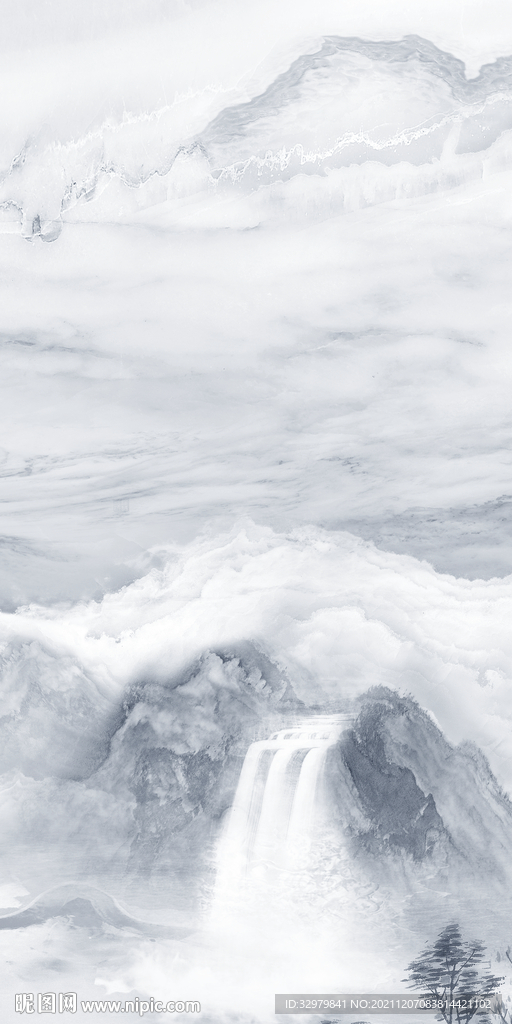 极简玄关山水图 TIF分层 