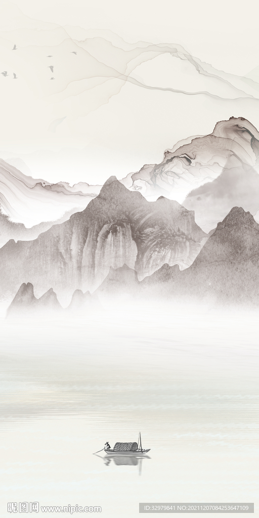 意境玄关山水图 TIF分层 