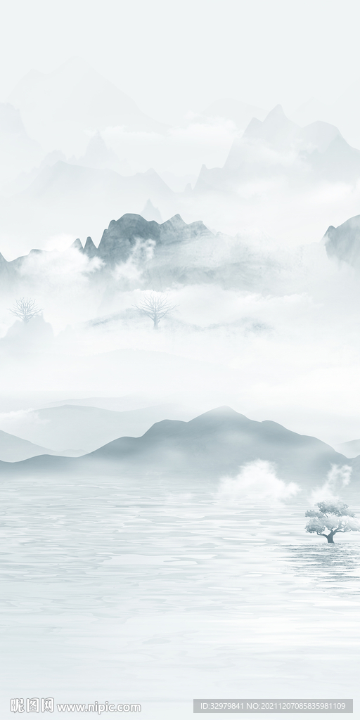 高清玄关山水图 TIF分层 