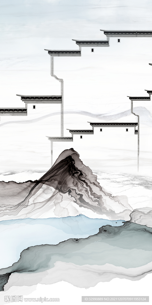 徽派最新玄关山水 TIF分层