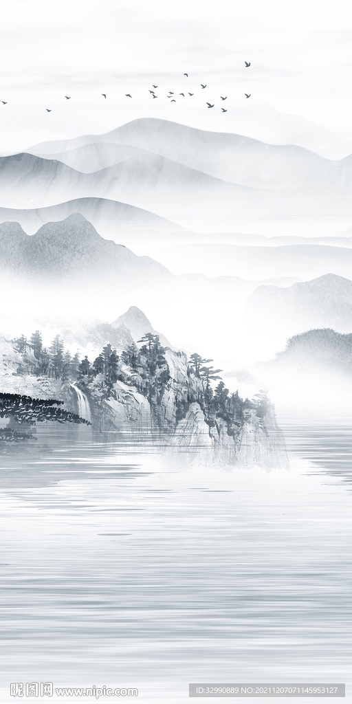 大气 爆款玄关山水 TIF分层