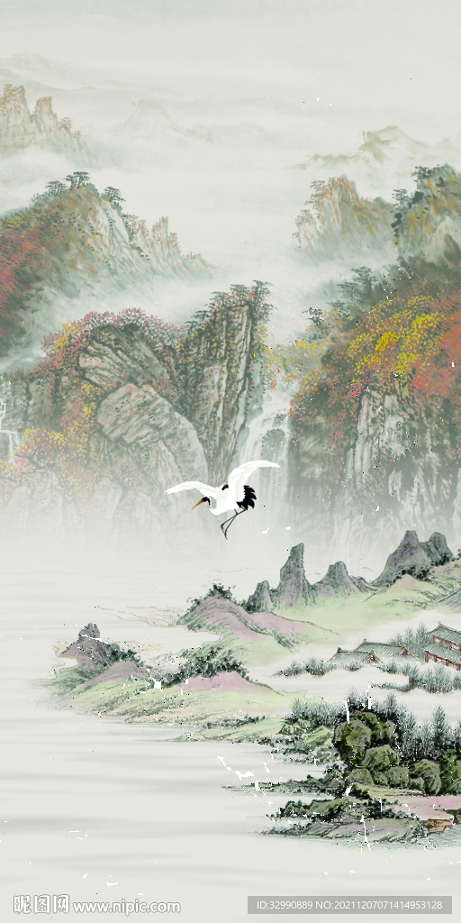 爆款 最新玄关山水 TIF分层