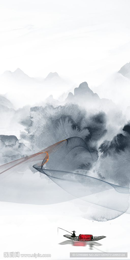 人气 简约玄关山水 TIF分层