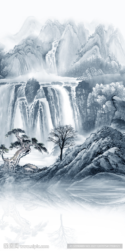 高端爆款玄关山水 TIF分层