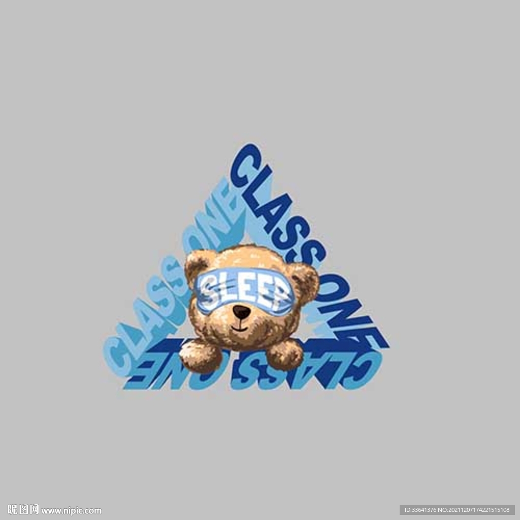 矢量立体英文小熊班服图案