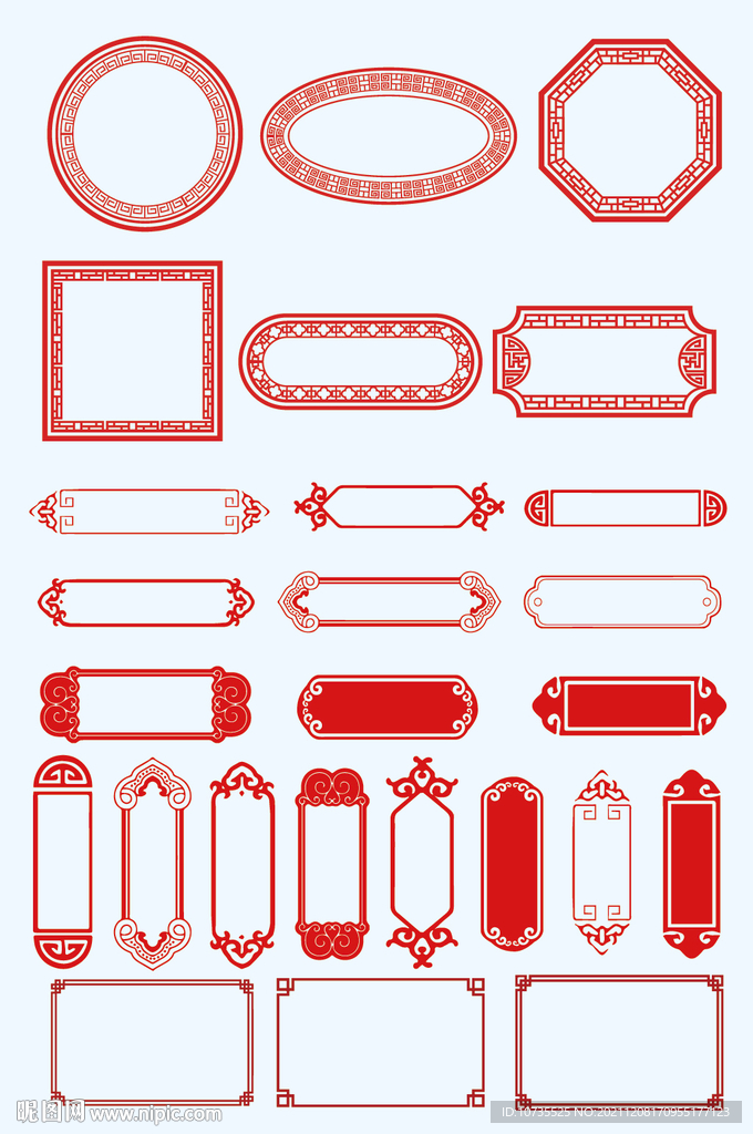 AI矢量中式边框花纹花边
