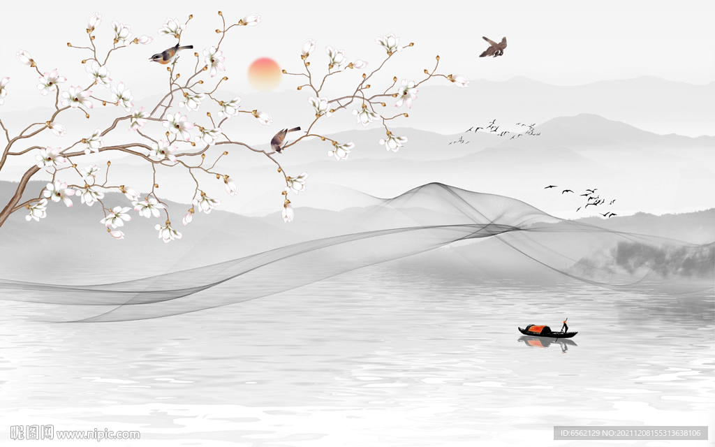 新中式山水背景墙