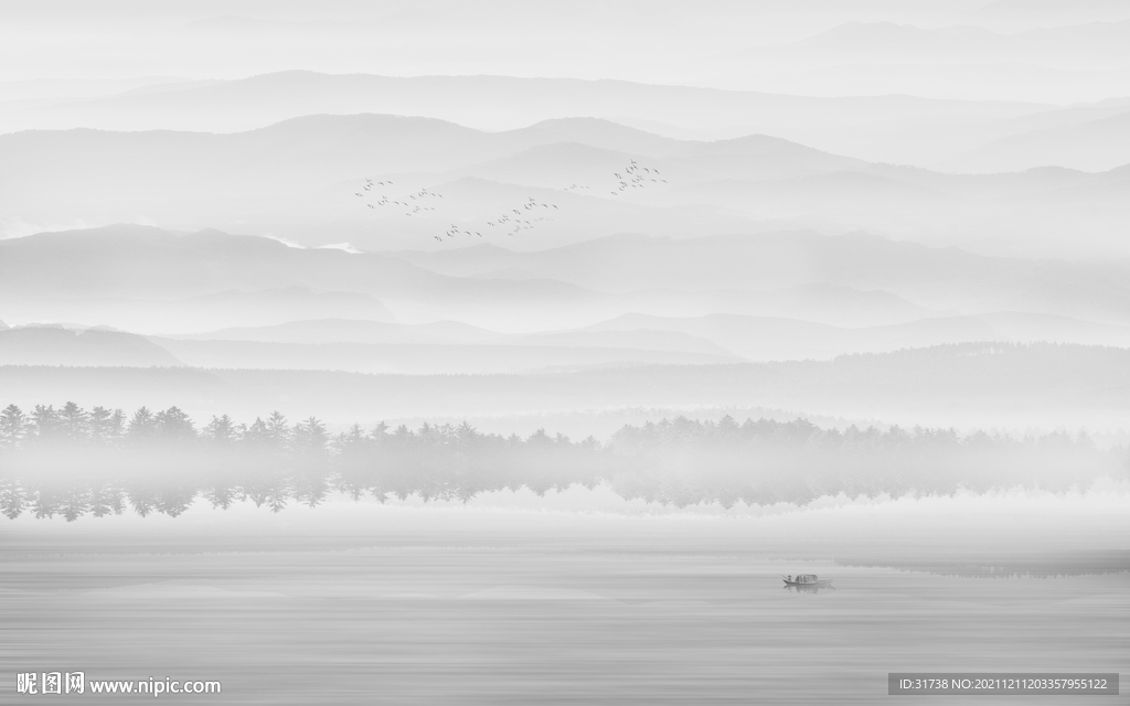 最新客厅水墨山水画