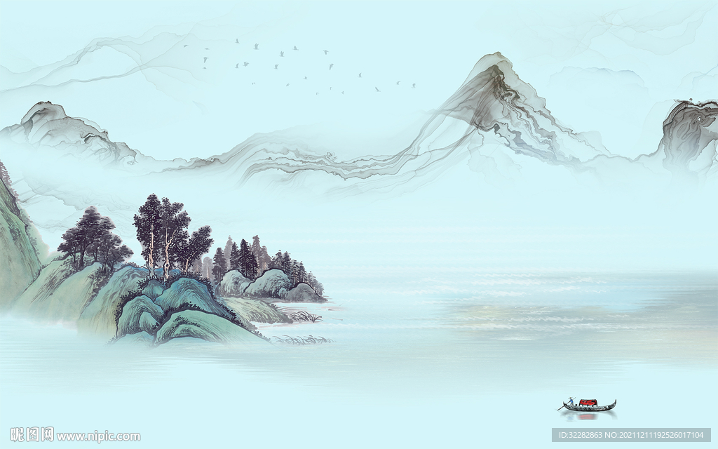 别墅最新客厅山水 TIF分层