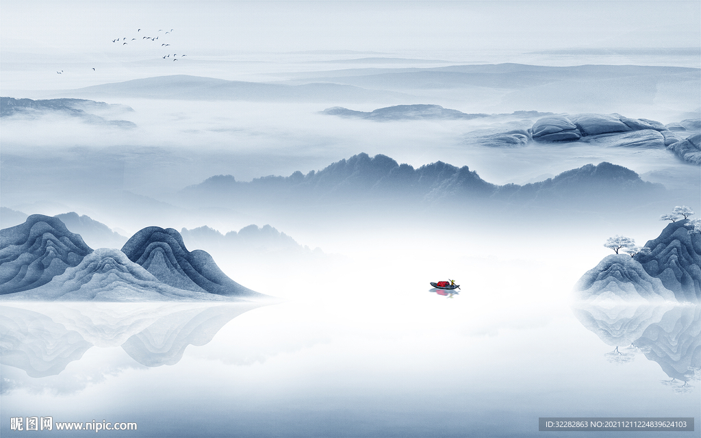 新中式最新客厅山水 TIF分层