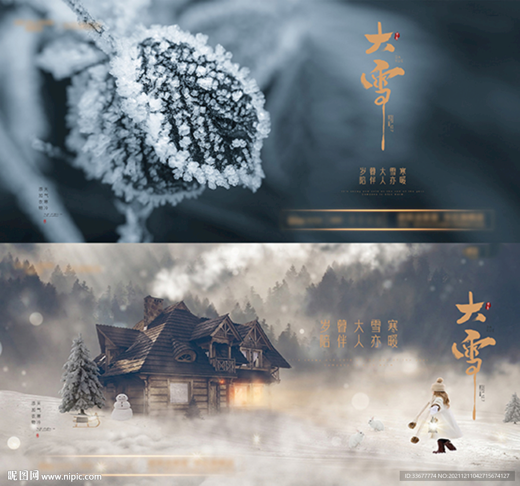 大雪节气海报展板