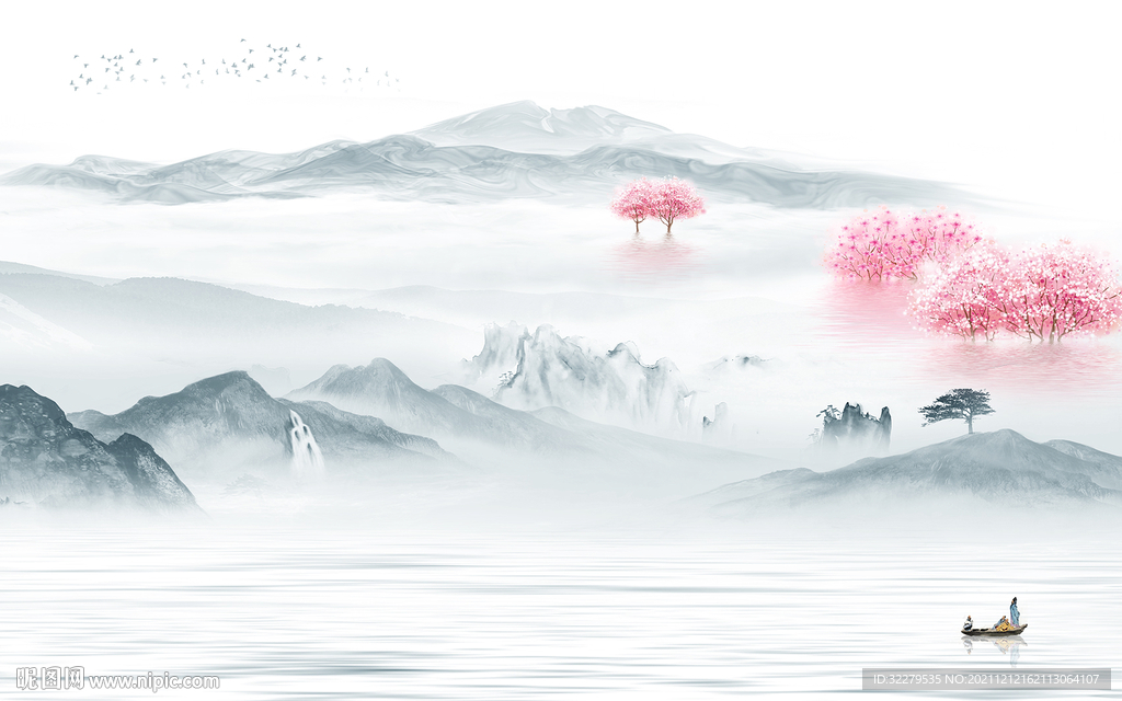 新款 高清中式山水 TIF分层