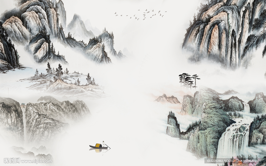 国画最新客厅山水 TIF分层