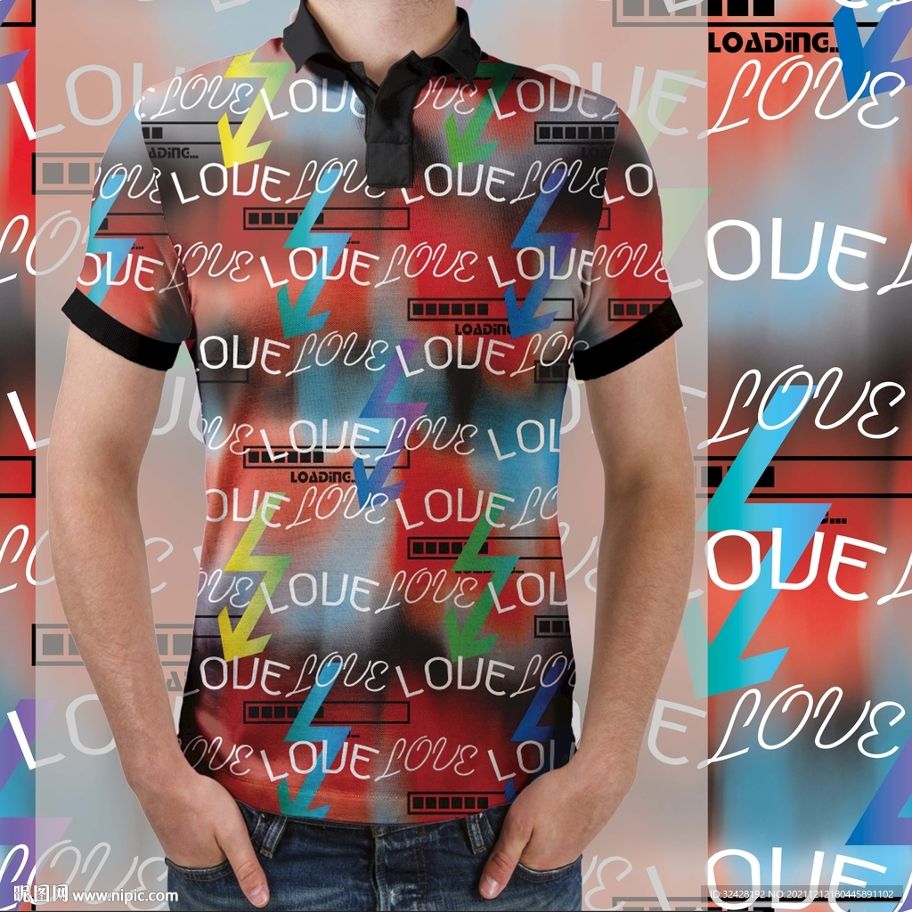 潮牌男装印花高清分层